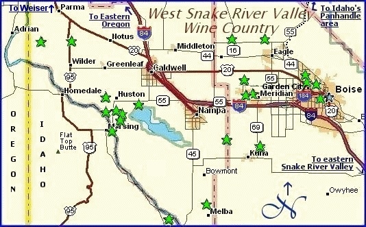 Western Snake River Valley wine country map
