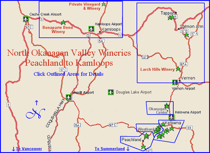 Okanagan Wineries Map - North Okanagan Valley with links