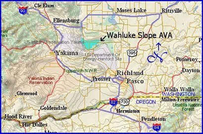 Map of Washington's Wahluke Slope appellation 