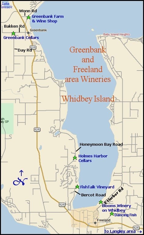 Map to Whidbey Island wineries - Greenback & Freeland area