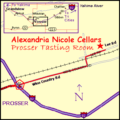 Map to Prosser Tasting Room for Alexandria Nicole Cellars