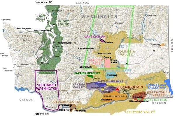 Washington State Wine Regions Map Washington Wine Country   A comprehensive tour planning guide to 